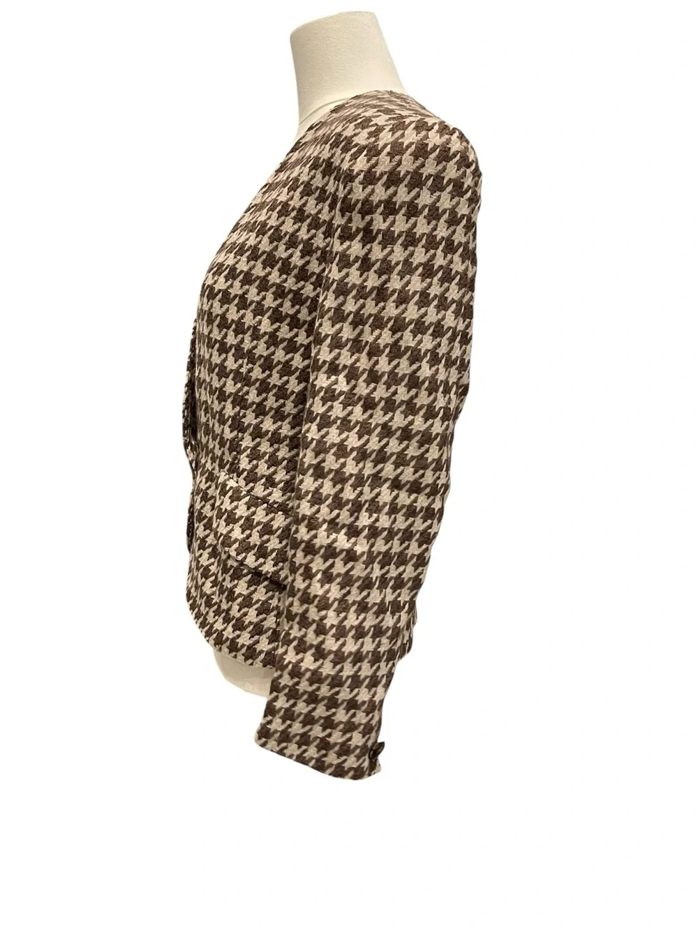 VINTAGE CHRISTIAN DIOR BROWN CHECK HOUNDSTOOTH BLAZER JACKET 8